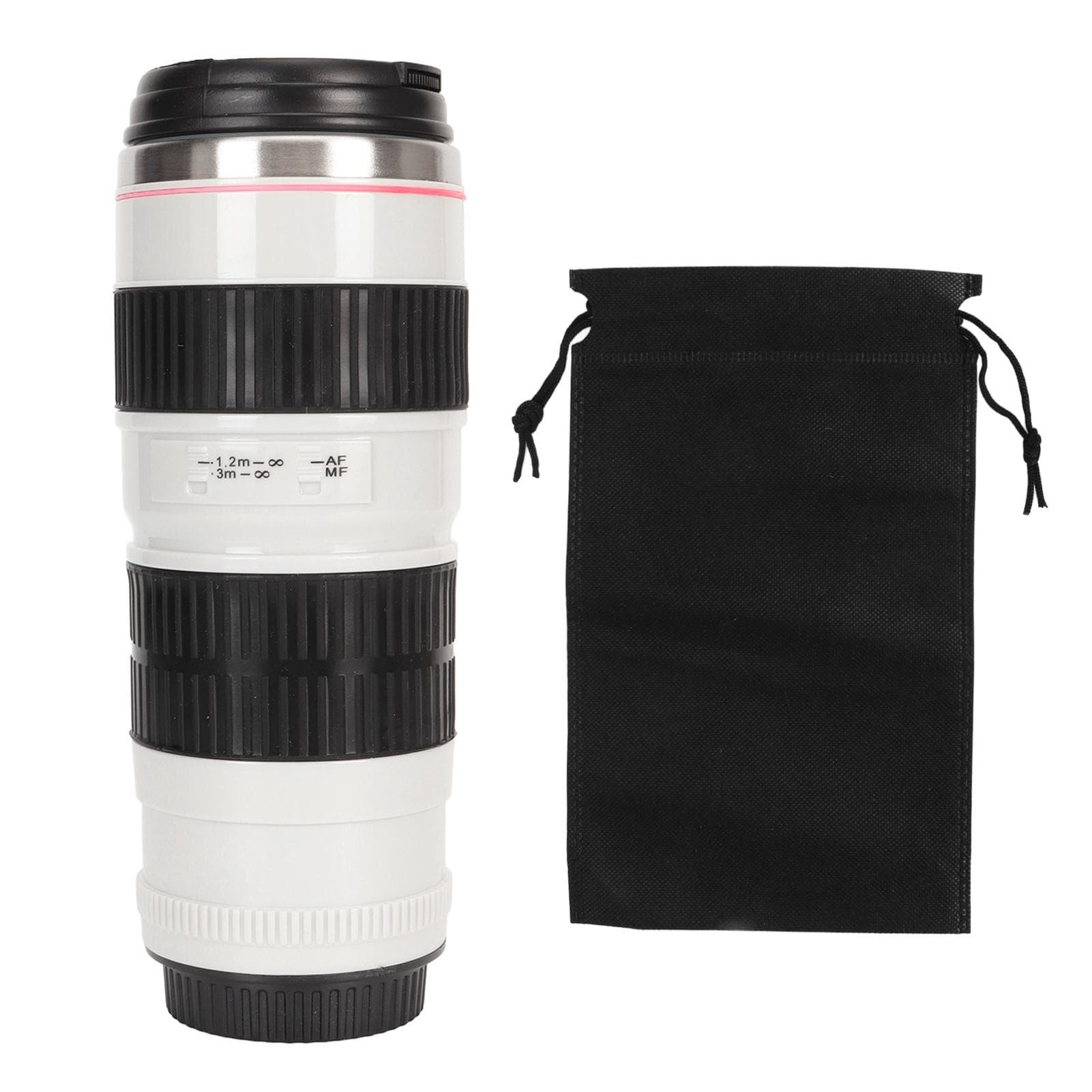 Camera Lens Coffee Mug Stainless Steel Coffee Mugs Sealed Lids Photographer Camera Mug Travel White