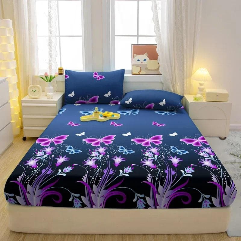 1 Piece Of Bed Sheet For Bedroom 100%Polyeste Elastic Band Around Bedding Fitted Sheet Only (Excluding Pillowcases) 90x200cm