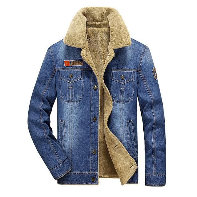 Winter Thick Fleece Lined Denim Jackets Fashion Mens Warm Outerwear L