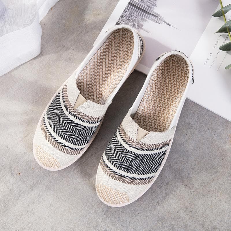 Women's Fashion Spring Summer Casual Flat Shoes Round Toe Loafers Shoes Fisherman Boat Shoes Women Lazy Hemp Rope Weave Shoes 36