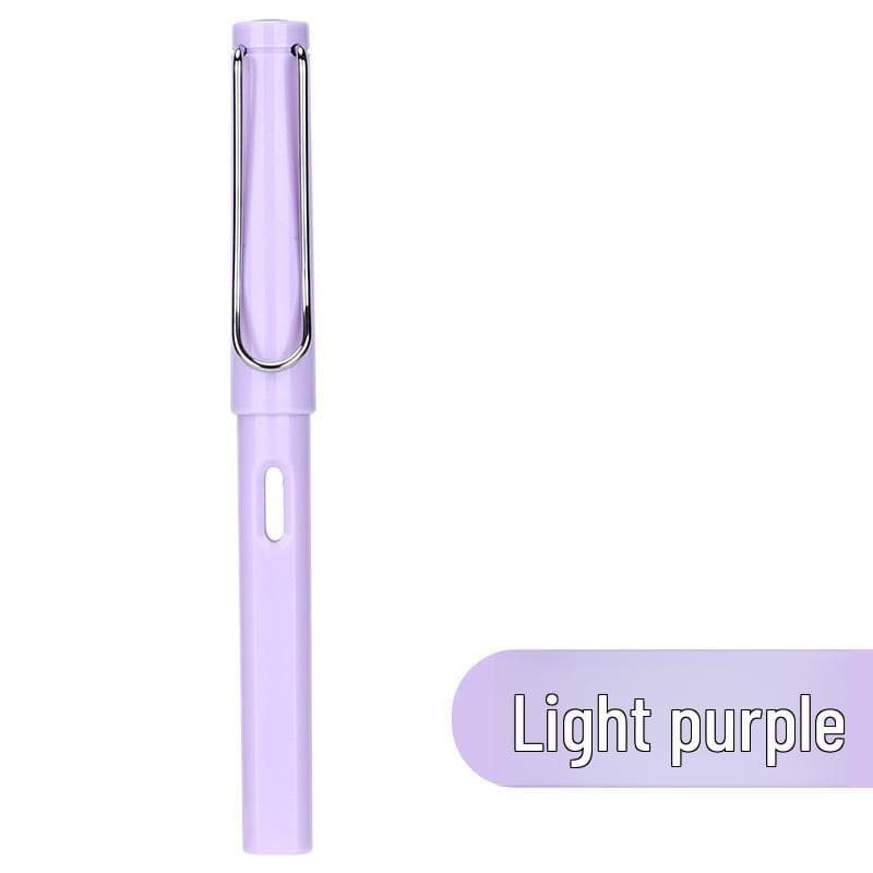 Colorful Student Fountain Pen with Replaceable Ink Capsule for Calligraphy and Correct Writing Posture +50 Black Ink Cartridges
