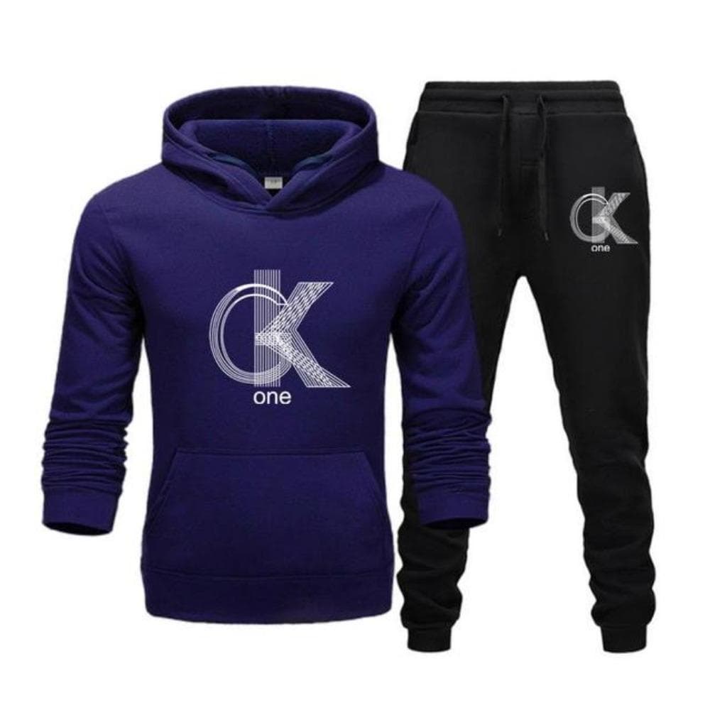 Men's Fashion Printed Hoodie+Pants Set, Casual Sportswear+Sportswear Set L