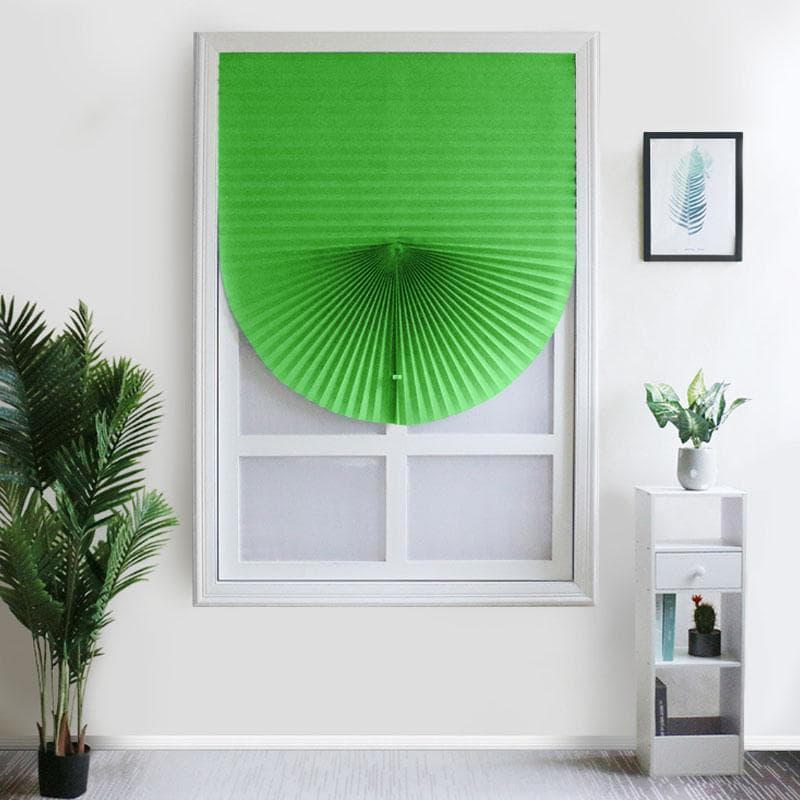 1Pc for Home Window Door Pleated Blinds Self-adhesive Half Blackout Windows Curtains 60X150cm green