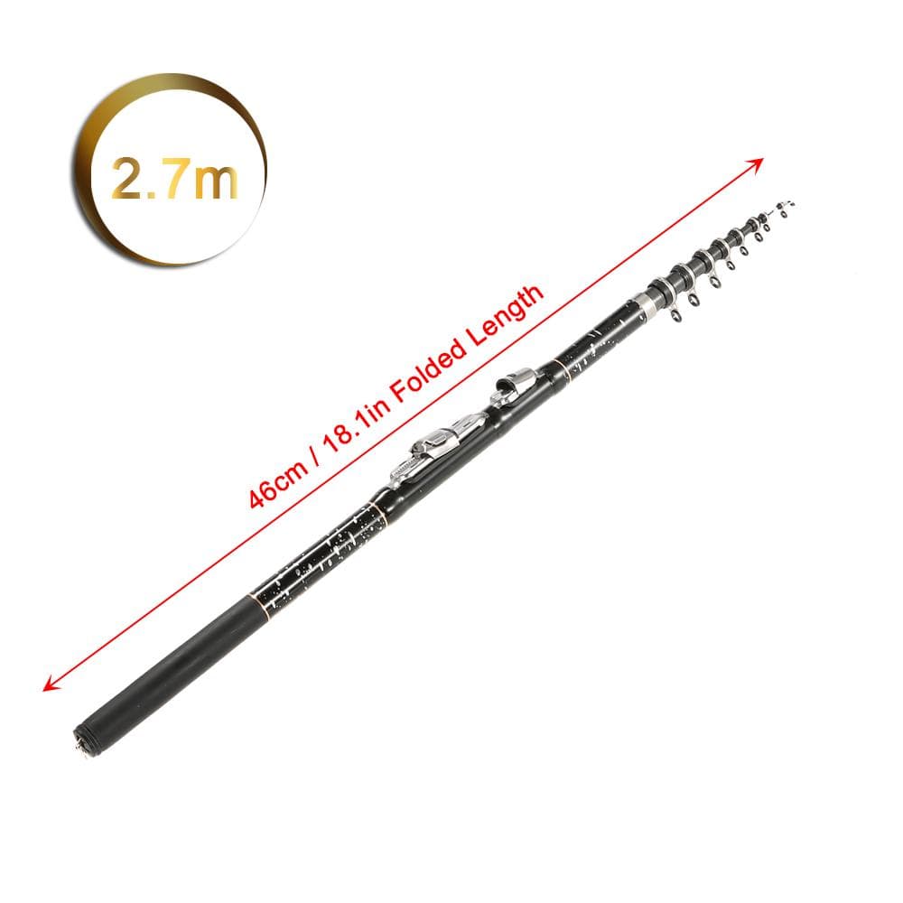 Portable Telescopic Carbon Fiber Ultra Light Retractable Fishing Rod 2.7m