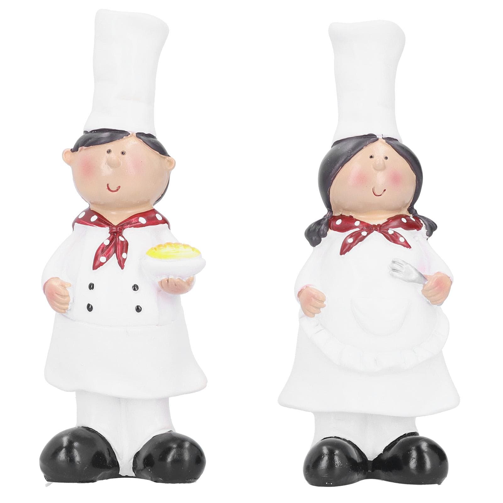 Resin Couple Chef Figurine Sculptures Statues Decor Kitchen Bar Cabinet Bakery Decoration Gift