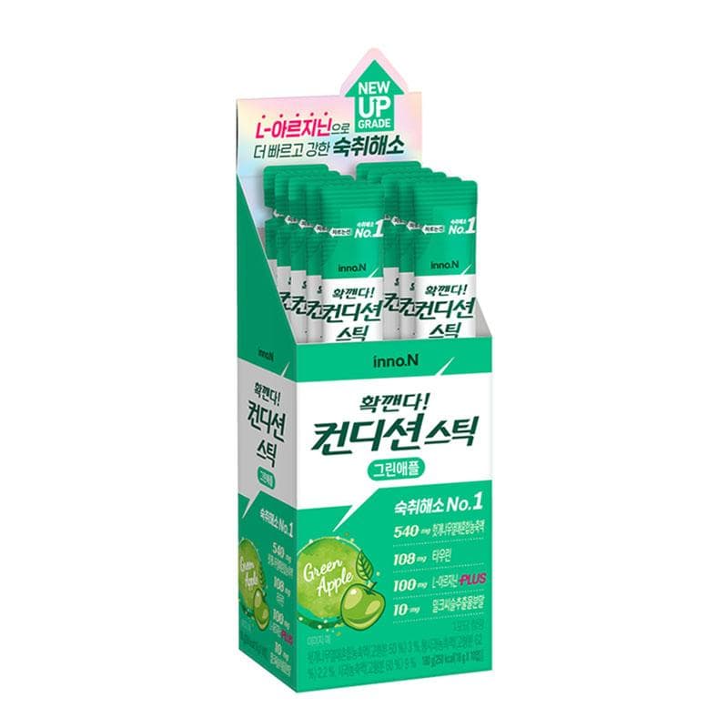 CJ Condition Hangover Cure Stick Jelly & Pills – Korean Liver Care Drink with Milk Thistle Green Apple 18g x 10P