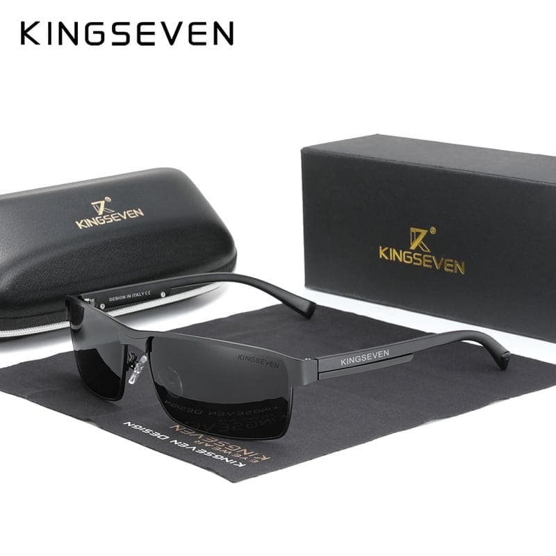 KINGSEVEN NEW Polarized Sunglasses Men Women Driving Square Eyewear Men's Sun Glasses Male Goggle UV400 Sunglasses M black/gray