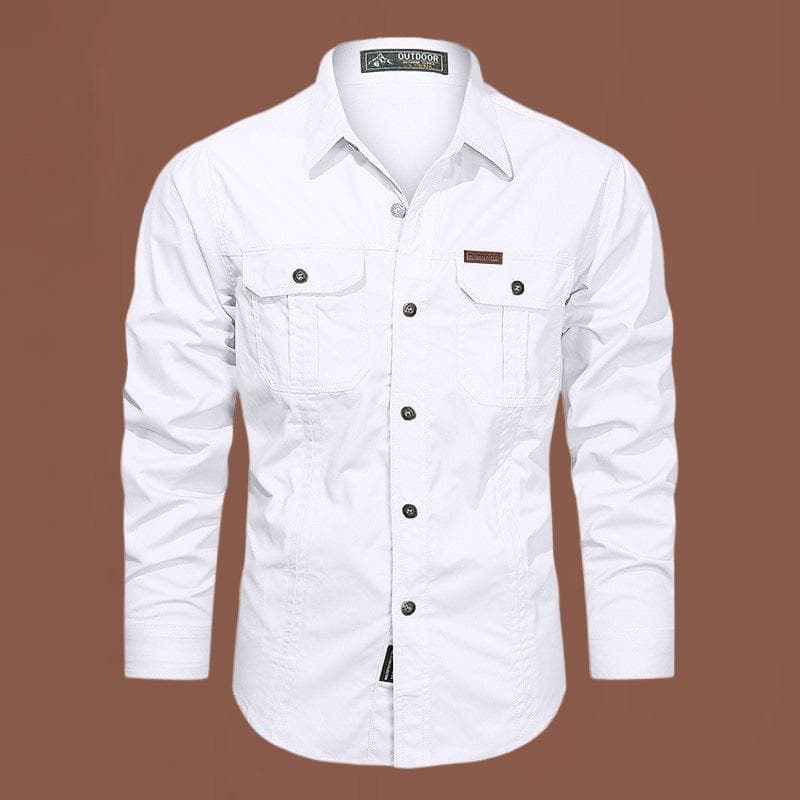 2023 Army Tactical Shirts Men Spring Autumn Military Casual Slim Cargo Tops Outdoor Wear-resistant Long Sleeve Work Shirt XXXXXL white