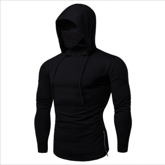2024 New Men Solid Black Gray Hoodie Long Sleeve Hooded Sweatshirt for Man Sports Fitness Gym Running Casual Pullover Tops XXL black