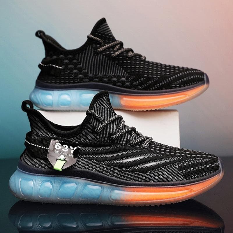 Spring New Men's Shoes Men's Sports Shoes Jelly Bottom Flying Woven Breathable Fashion Coconut Shoes Running Shoes Men 44