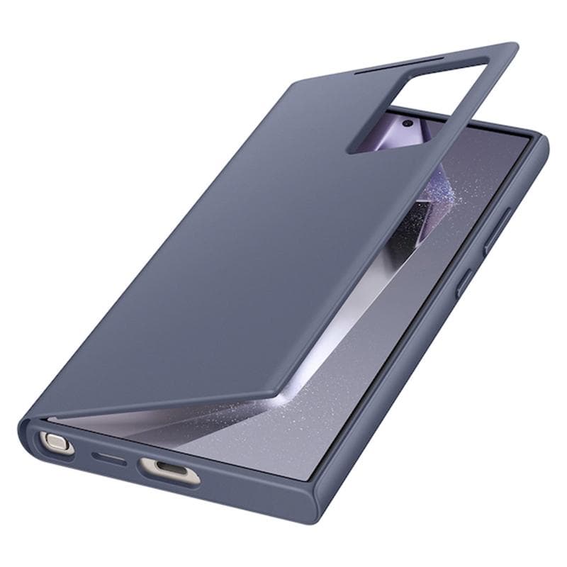 Smart View Wallet Flip Case For Samsung Galaxy S24 Ultra SM-S928B Smart View Phone Case Cover Violet