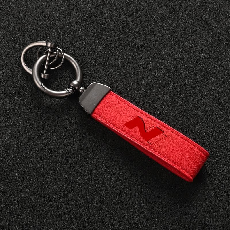 Fashion Leather Keychain Car Styling Key Ring For Hyundai N LINE i30 i20 Sonata Accent Tucson Elantra Veloster Kona Tucson Azera red