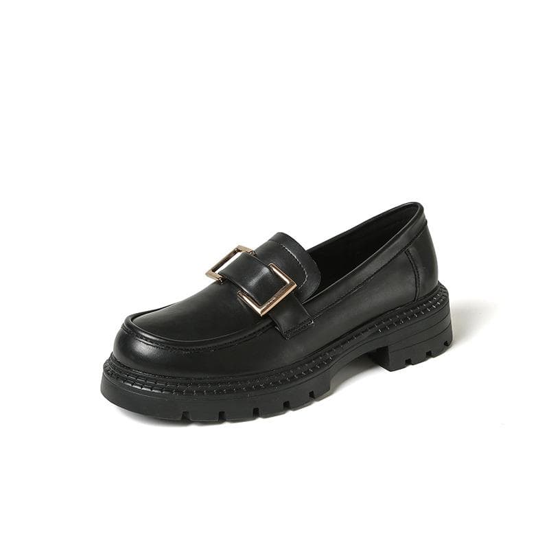 Small Leather Shoes, Single Shoes, Joker Women's Casual Metal, British Style, Thick Heels, Single Shoes and Joker Lok Fu Shoes. 40