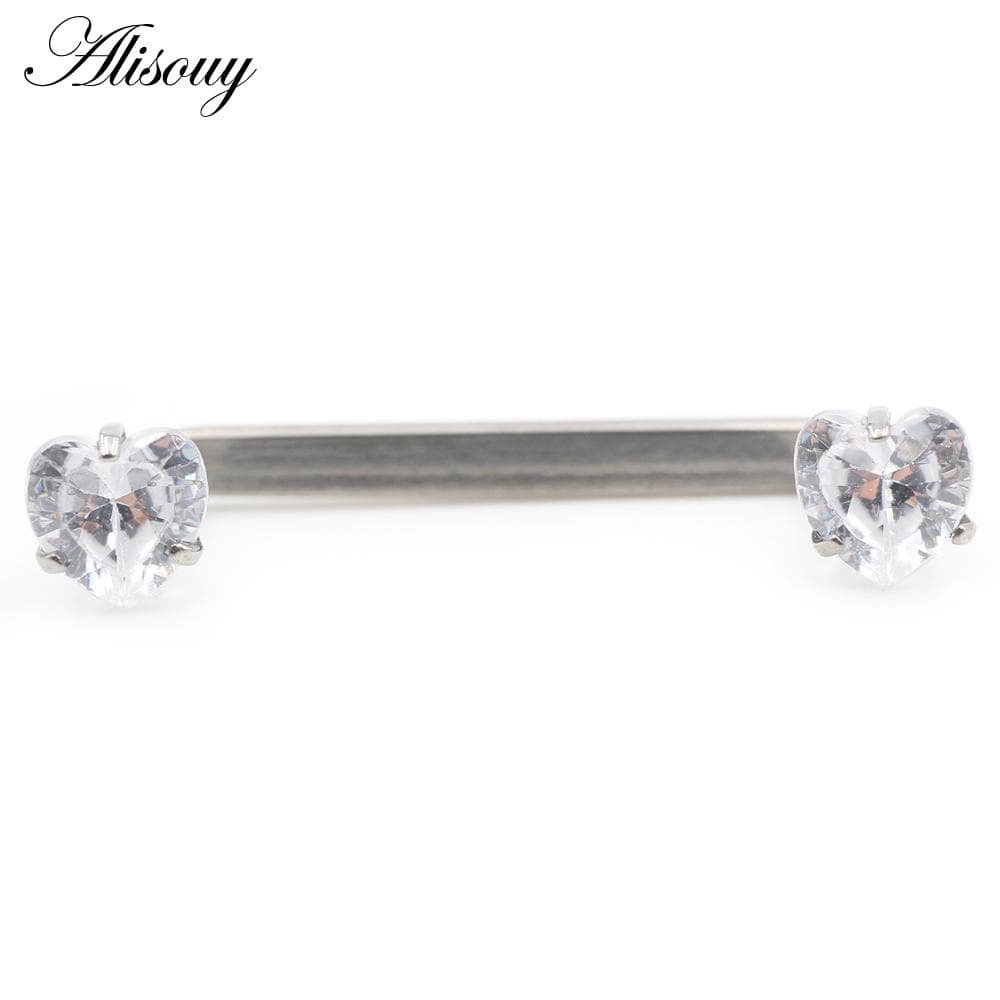 Alisouy 1PC Titanium Heart Star Zircon Threaded Surface Bar Barbell Micro Dermal Anchor Retainers Hide In Skin Piercing Jewelry 1.6x14x5x5mm