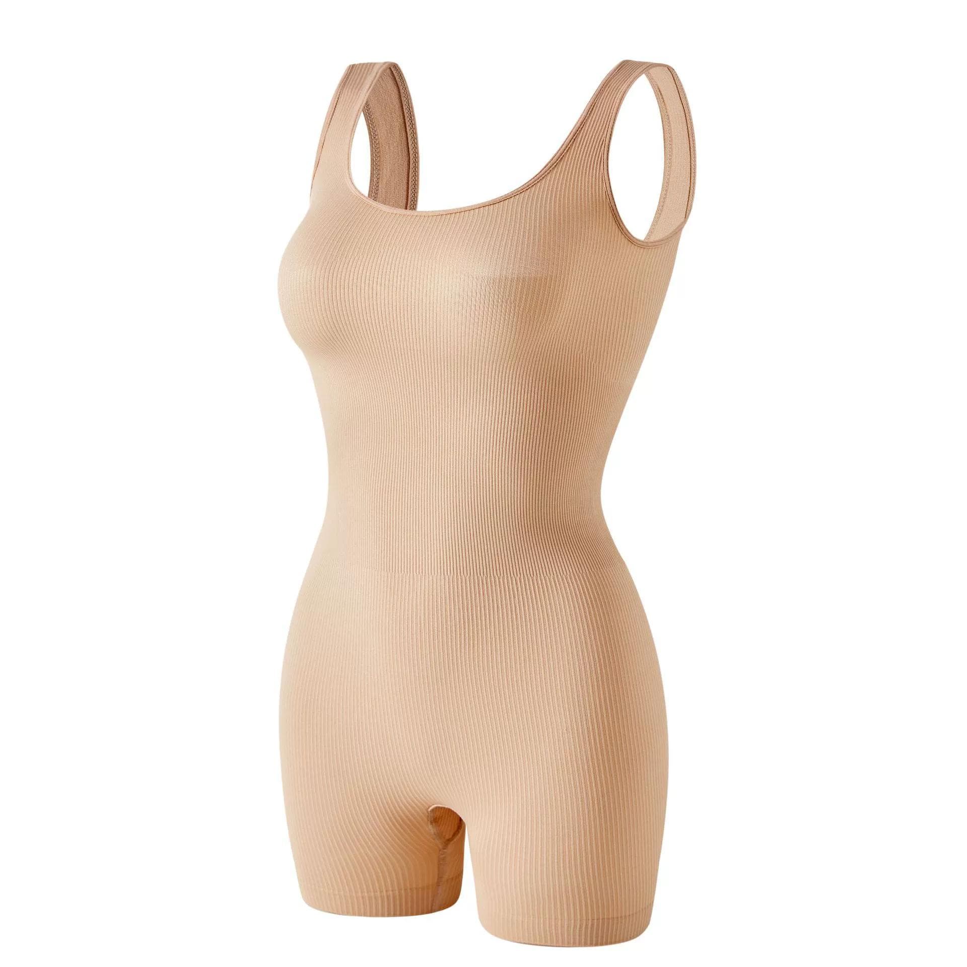 Women Shapewear Bodysuits Seamless Firm Control Full Body Shaper Compression Vest Thigh Slimmer Underwear Belly Girdle Shirts Slimming Tank Tops XXXL beige