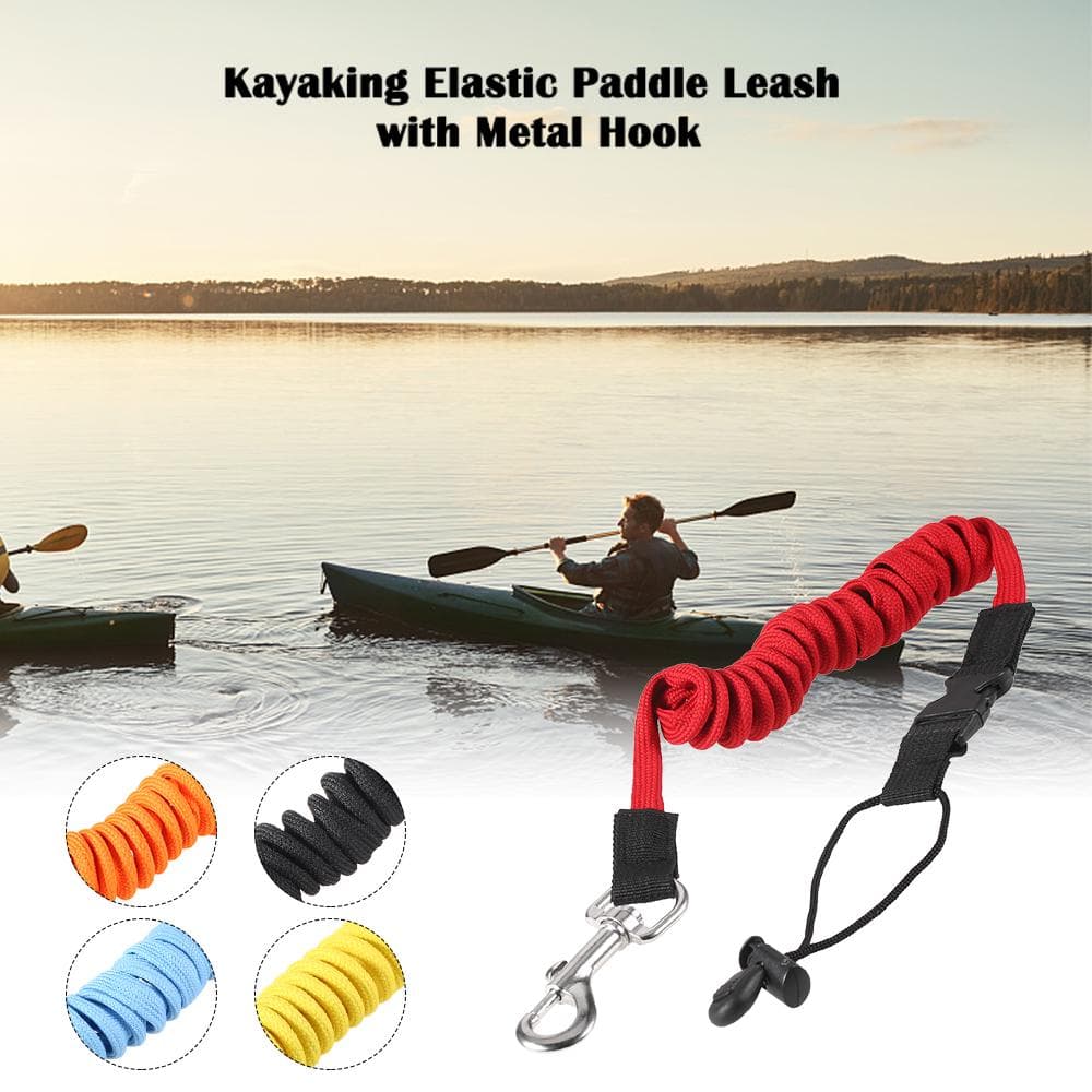 Elastic Paddle Leash Kayak Canoe Safety Fishing Rod Rowing Boats Coiled Lanyard Cord Tie Rope yellow
