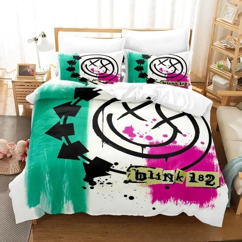 3D Printed Music Band B-Blink-182 Bedding Set Boys Girls Twin Queen King Size Duvet Cover Pillowcase Bed boys Adult Home Textile EU Double 200x200cm
