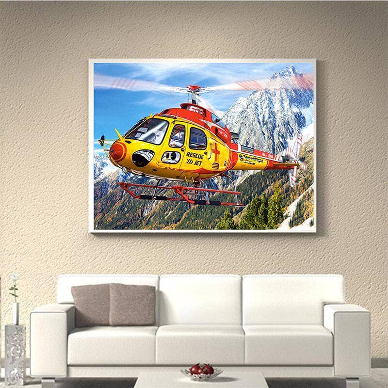 Diamond Painting Helicopter Full Round Painting Rhinestones Diy Diamond Scenic Diamond Embroidery 20X30CM