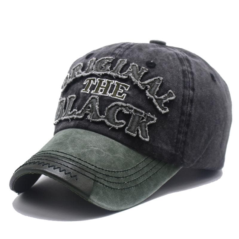 Hot Retro Washed Cotton Baseball Cap Snapback Hat For Men Women Casual 3D BLACK Letter Cap 54cm-62cm army green/black