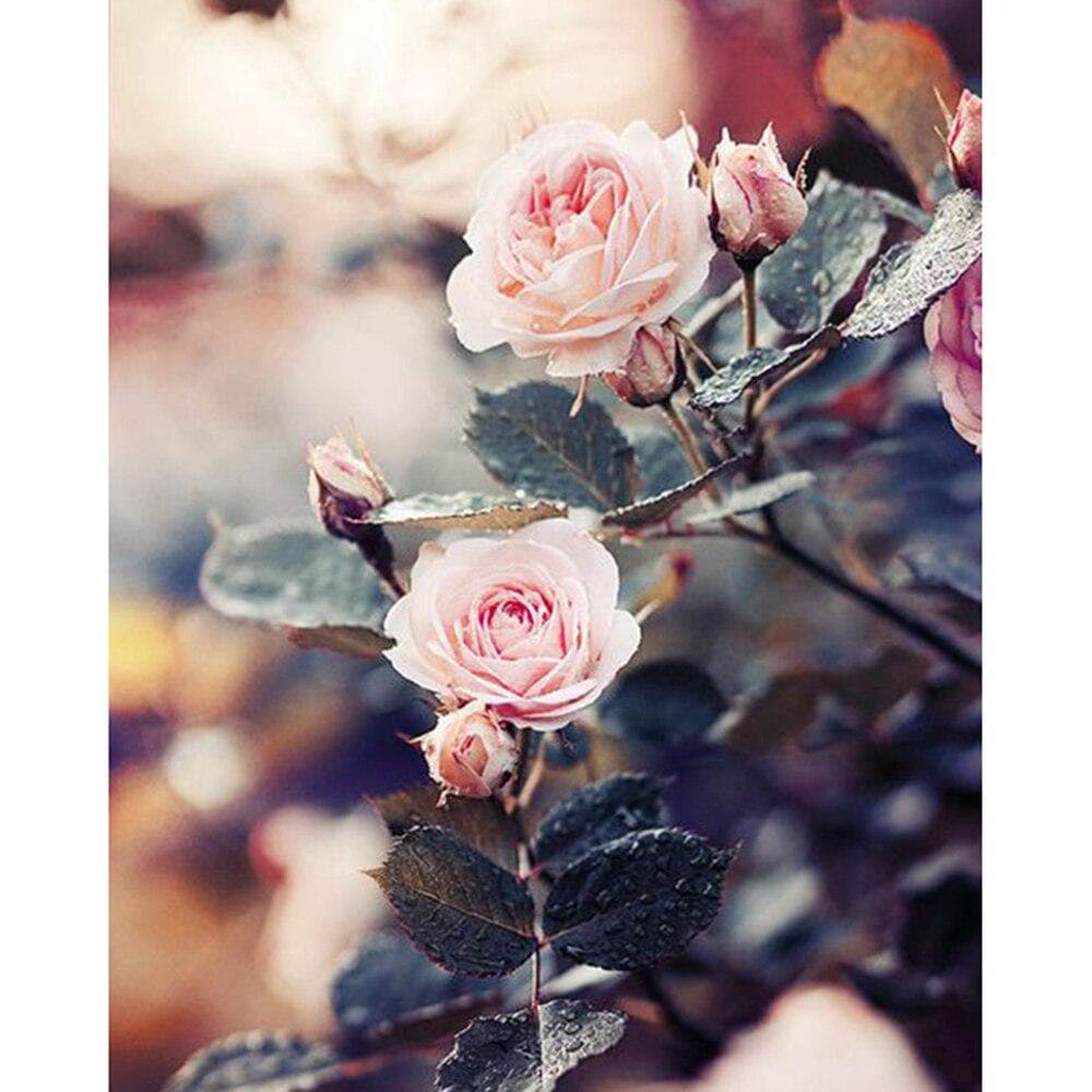 Diamond Painting Cross Stitch Pink roses Diamond Embroidery flowers 5D Full Round Drill Rhinestones 20X30CM