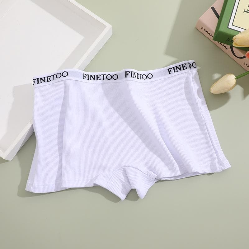 Cotton Boy Short Panty for Women Boxer Panties Breathable Briefs Woman Underpants Lingerie L white