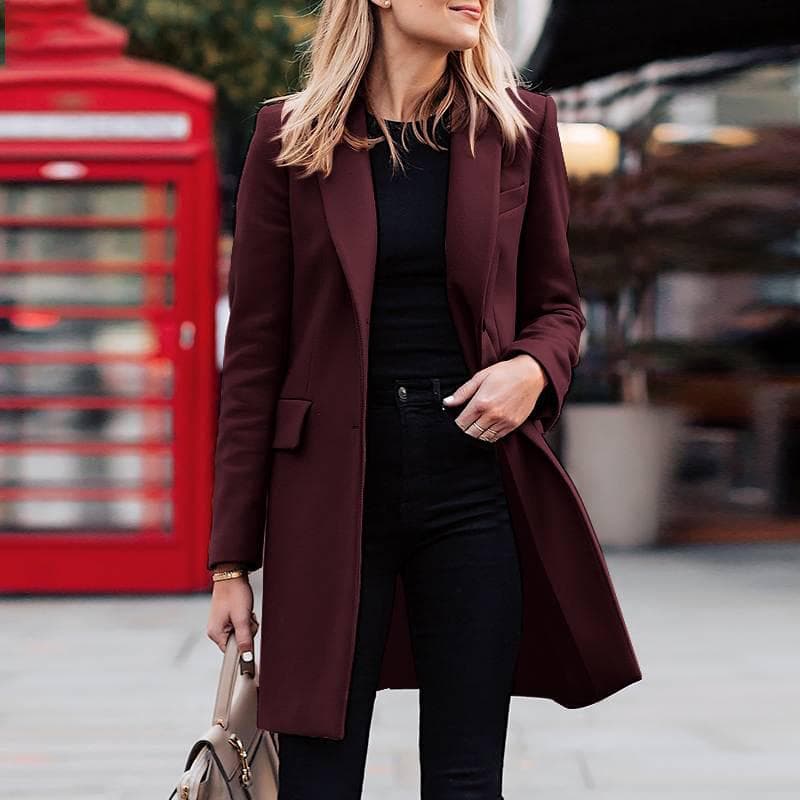 Spring and Autumn Medium and Long Large Size Woolen Women's Coat Woolen Coat XXL