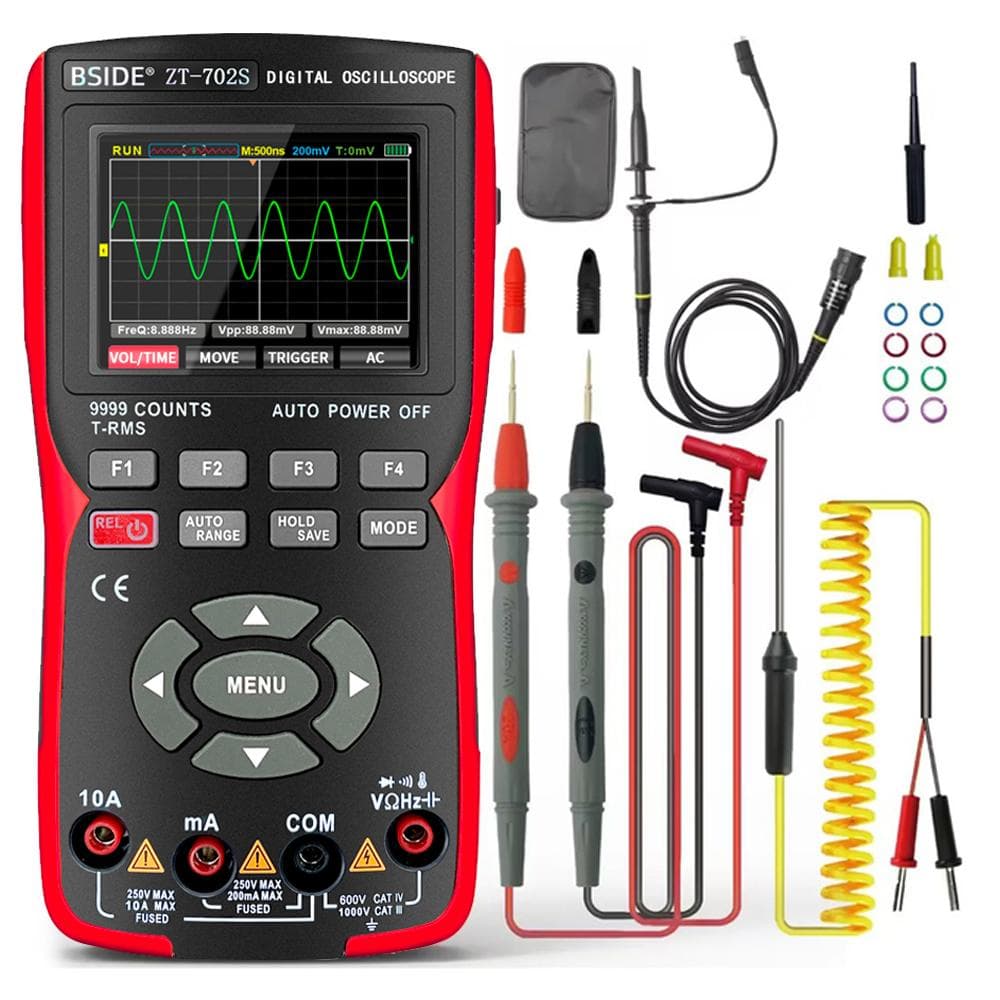 2in1 Digital Oscilloscope Multimeter 48MSa/s Sampling Rate 10Mhz Bandwidth 9999 Counts True RMS multicolour