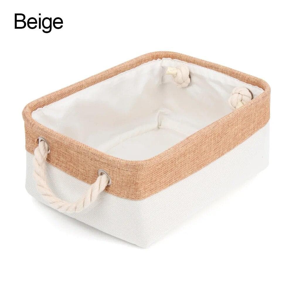 Home Supplies Sundries Sorting Basket Folding Linen Organizer Box Underwear Socks Baby Toys Storage Basket beige