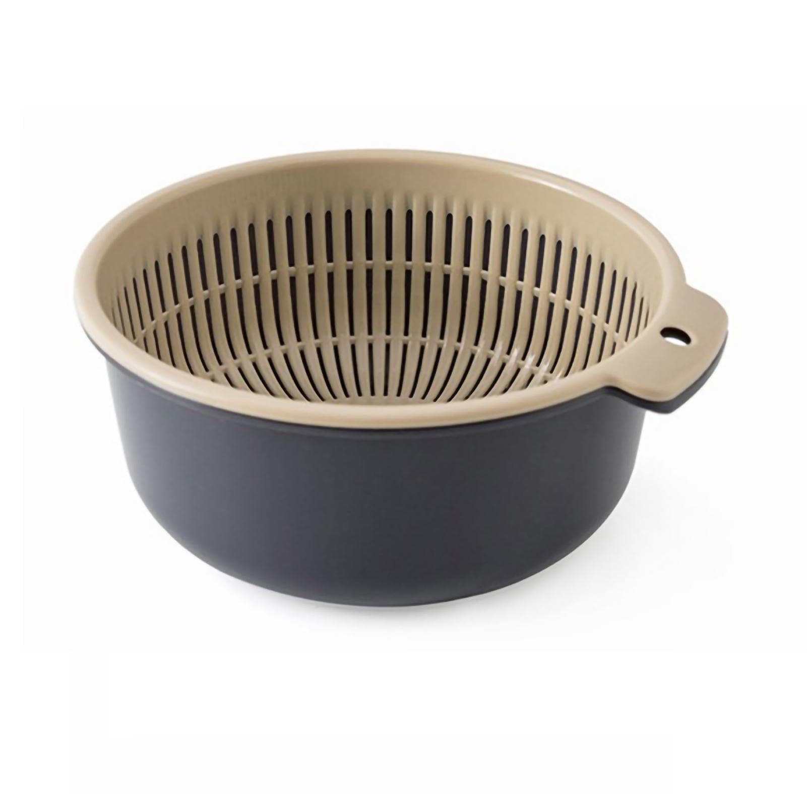 Vegetable Washing Basket Double Layer Drain Quickly Suspend Multifunction Fruit Strainer with Side Small