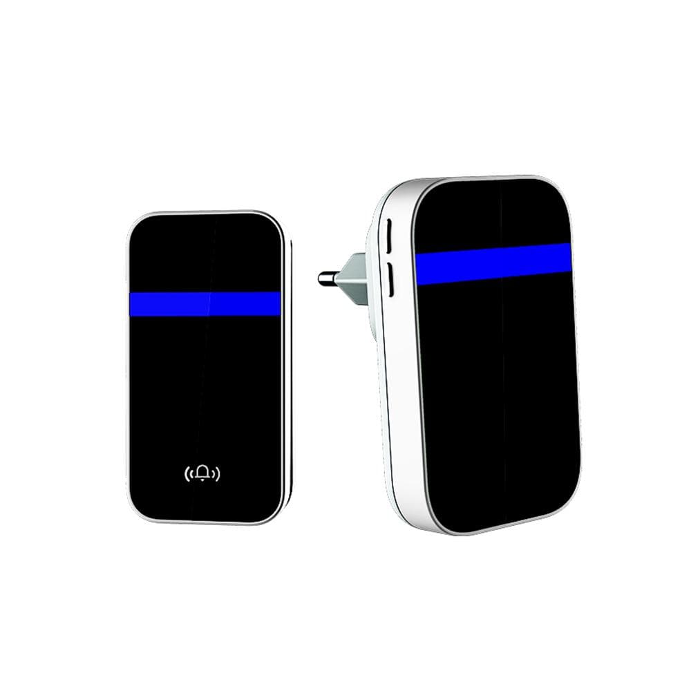 Wireless Doorbell Self-Powered Doorbell Button Kit 4-Speed Adjustable Volume with LED Flash 30 EU Plug black