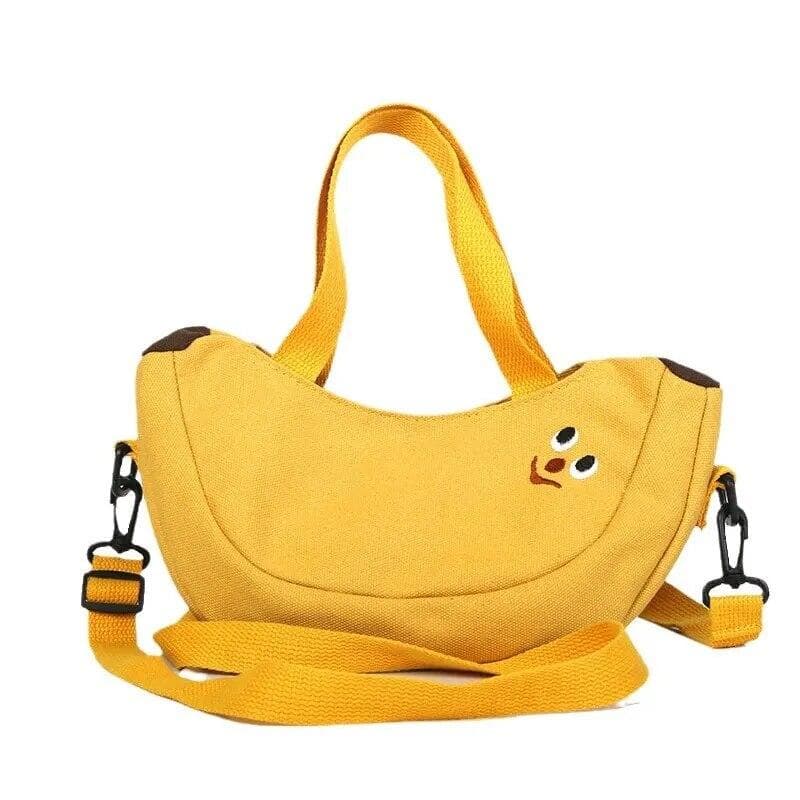 Cartoon WOMEN'S Crossbody Bag, Fashionable and Versatile, Cute Banana Shoulder Bag, Hand-held Canvas WOMEN'S Bag One Size yellow