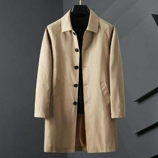 Men's Mid-Length Trench Coat, Spring/Autumn, Lapel Casual Korean Style, Loose Fit, Business Casual, Lightweight, Large Sizes Available. 5XL