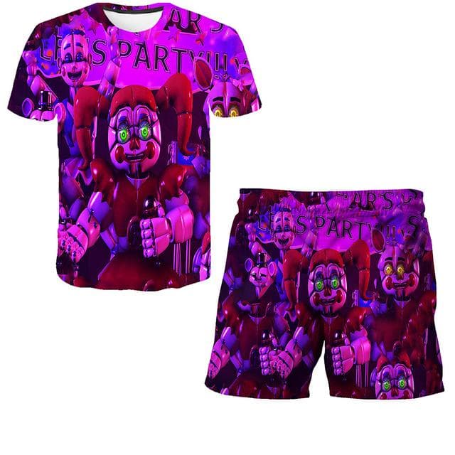 Boys Girls Five Night At Freddy Cartoon Clothes Sets Summer Terroist Game T Shirts Short Pants 2 Piece Suits FNAF Casual Outfits 160