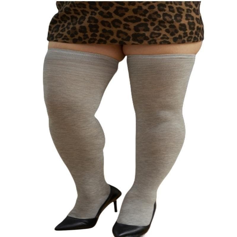Oversized Striped Over Knee Socks Plus Size Thigh High Socks XXXXL XXL light gray