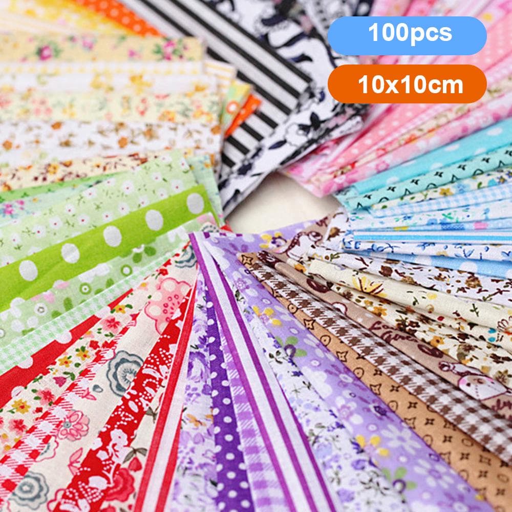 100Pcs DIY Assorted Pattern Floral Printed Patchwork Cotton Fabric Cloth Sewing Quilting Cloth 100pcs & 100x100mm