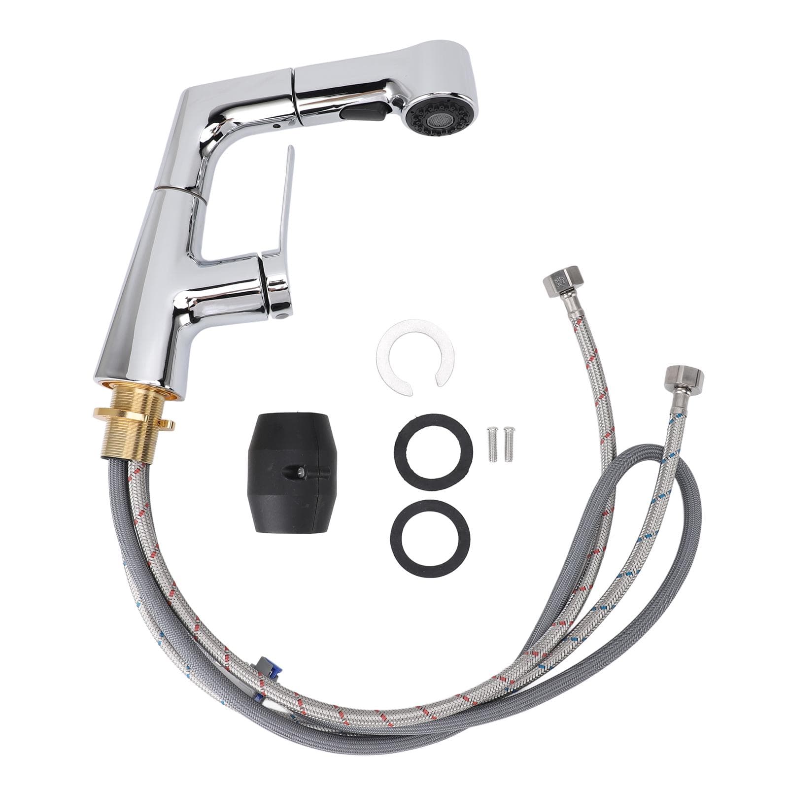 Pull Down Kitchen Faucet Stylish Electroplating Universal Telescopic Hose Kitchen Sink Faucet with