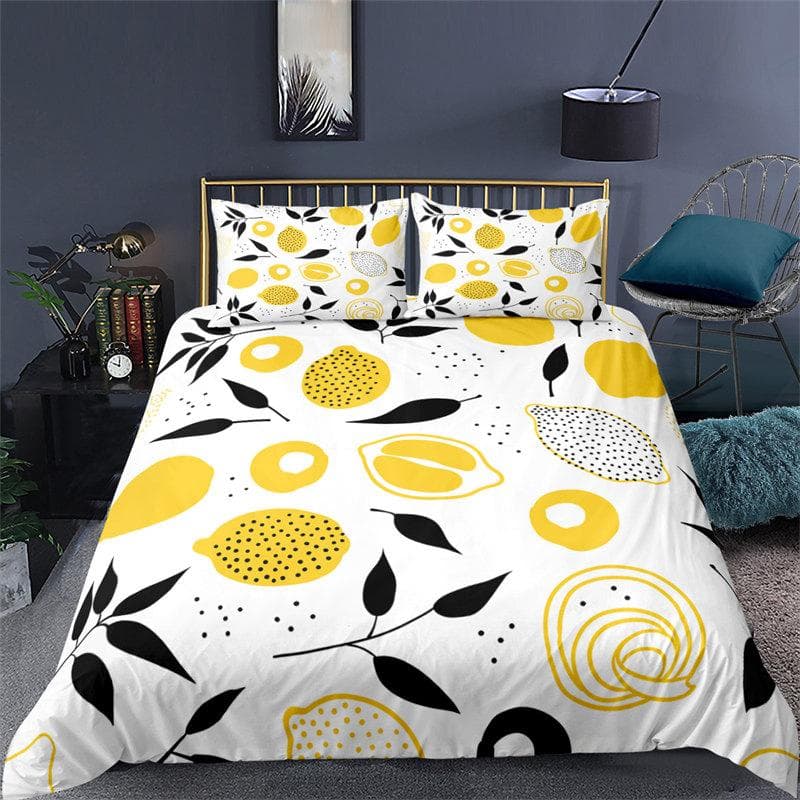 Summer Fruits Duvet Cover Pomegranate Orange Lemon Pattern 3D Print Bedding Set For Kids Boys Girls Teens With Pillowcases Decor EU single(135x200cm)