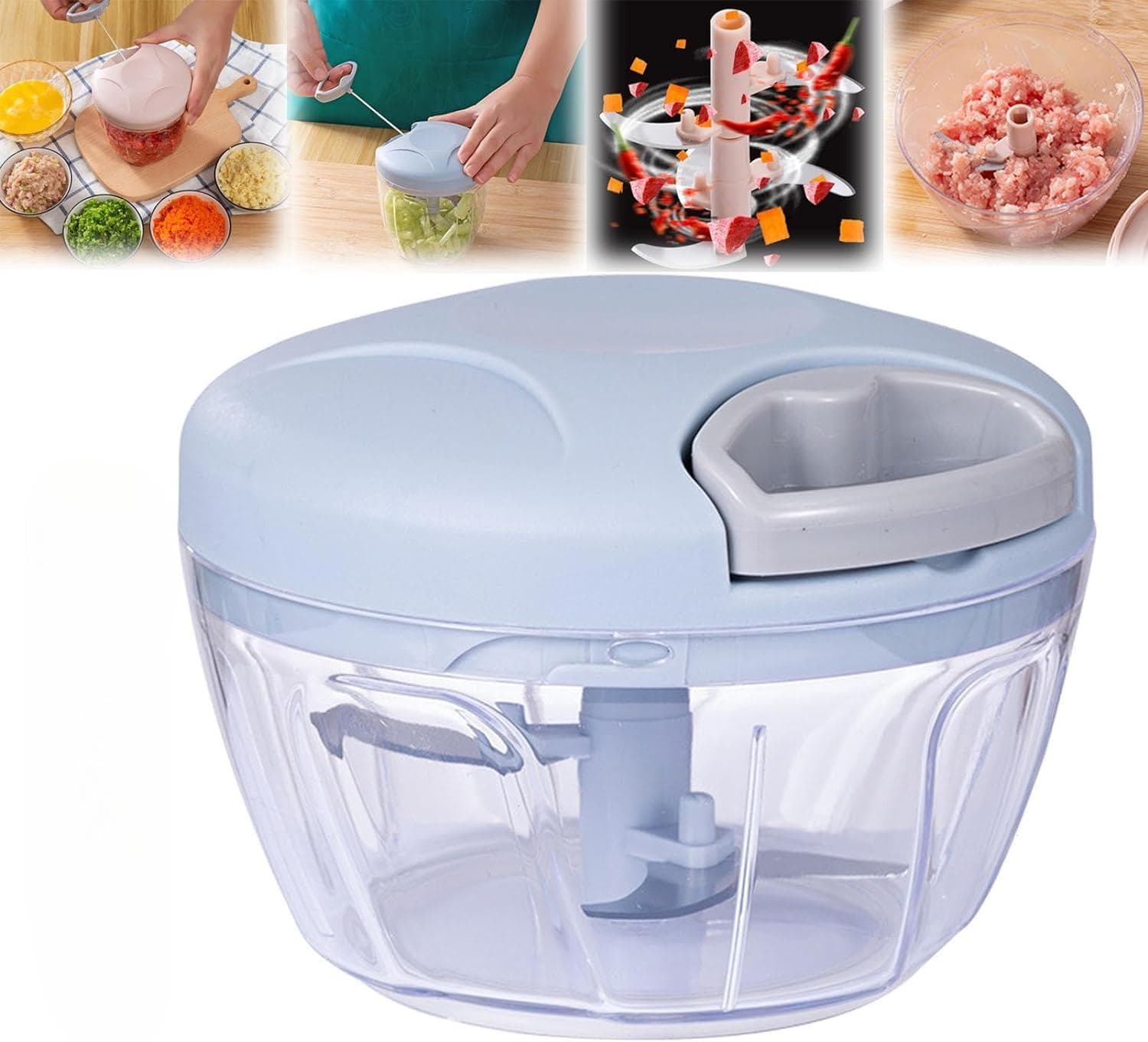 500/900ML Manual Chopper Household Garlic Onion Masher Food Vegetable Quick Cutting Meat Grinder Kitchen Tool Accessories