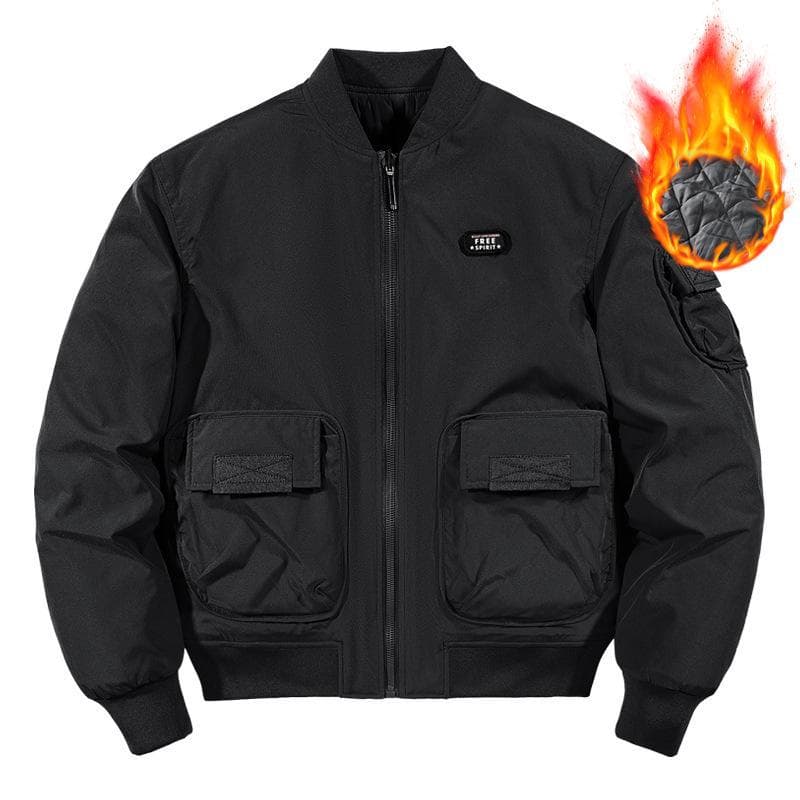 2024 Men's Reversible MA1 Bomber Jacket - Thickened Cotton for Autumn/Winter 5XL black