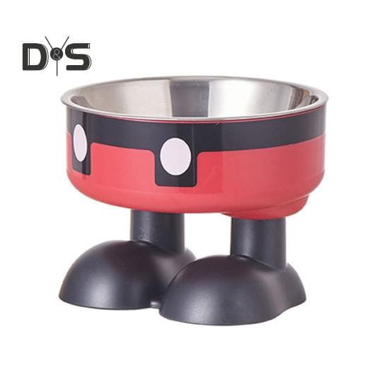 Elevated Cat Bowls Stainless Steel Pet Dish with Non-Slip Base Removable Pet Bowls for Food Water Wide Shallow Cat Dish red