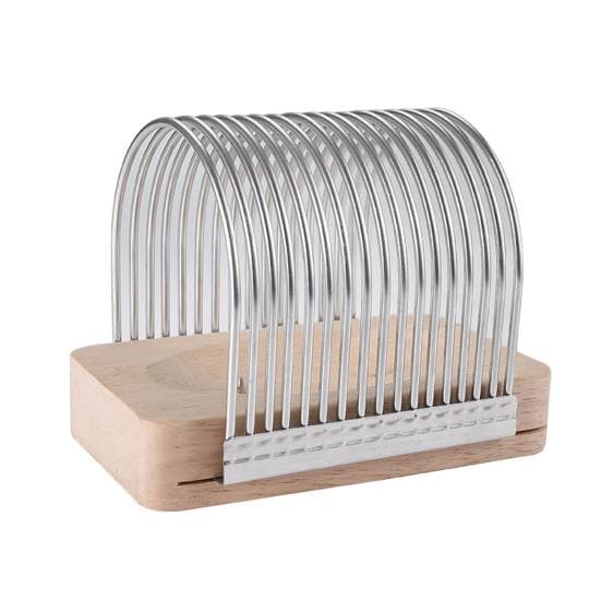 Bread Slicer with Crumb Tray Width Foldable Stainless Steel Wood Adjustable Loaf Cake Cutting