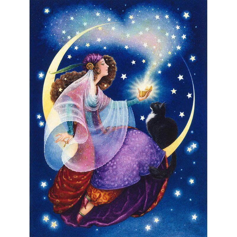 5D DIY Full Round Diamond Embroidery Angel on The Moon Diamond Painting Cross Stitch Rhinestone 20X30CM