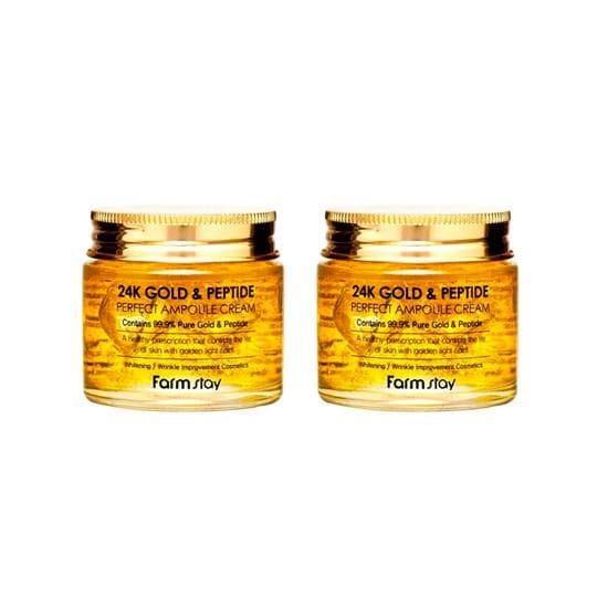 Moisturizing Ampoule Facial Cream with 24K Gold and Peptides 80ml #2pcs