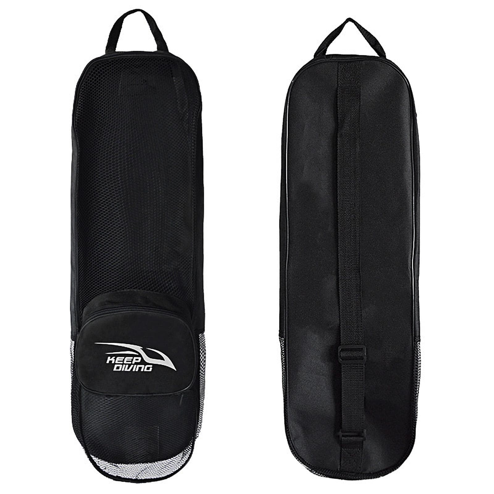 Portable Diving Fins Bag PVC Fins Protective Bag with Shoulder Strap for Scuba Diving black