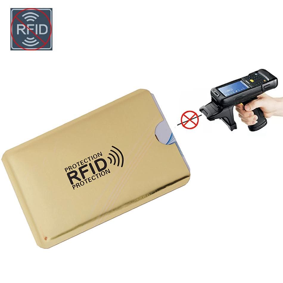 Anti Rfid Wallet Bank Card Holder Id Bank Card Case Protection 6cm*9.3cm Metal Credit Card Holder 5PCS golden
