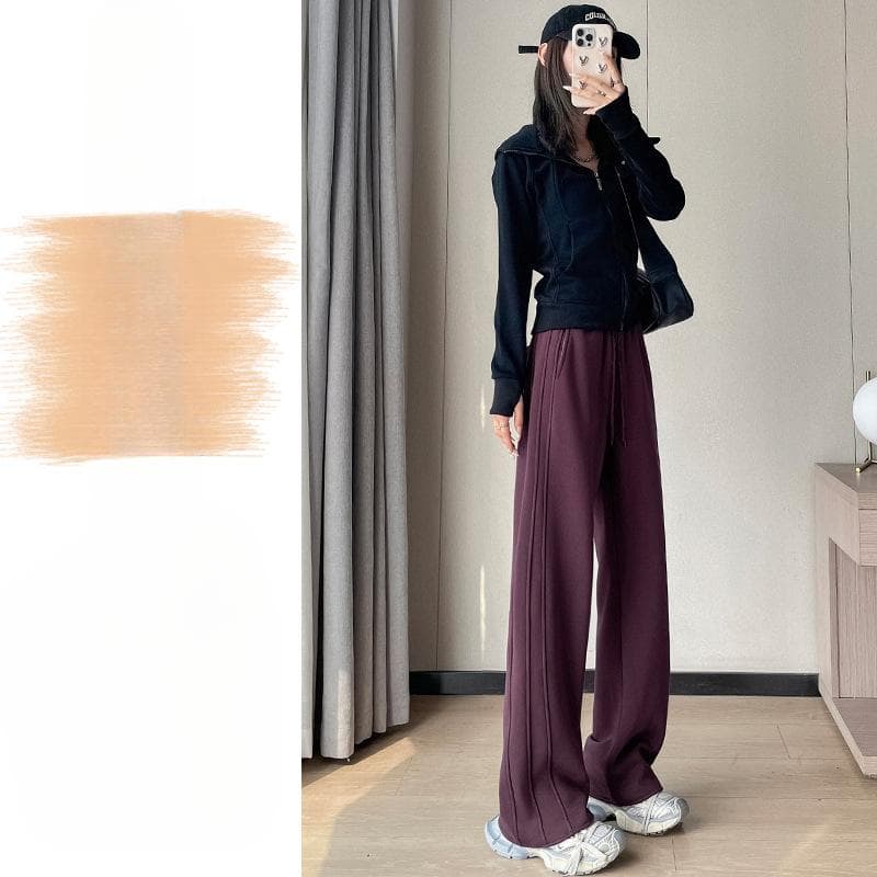 Spring New High-waist Narrow Version of Banana Pants for Women's Thin Straight-leg Pants Casual Drawstring Versatile Slim Wide-leg Pants 2XL