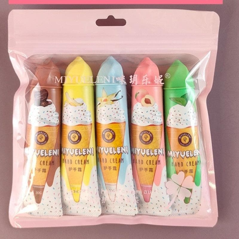 5pcs/box Christmas Gift Ice Cream Hand Cream Set 30g Fruit Fragrance Moisturizing Hydration frozen yogurt B