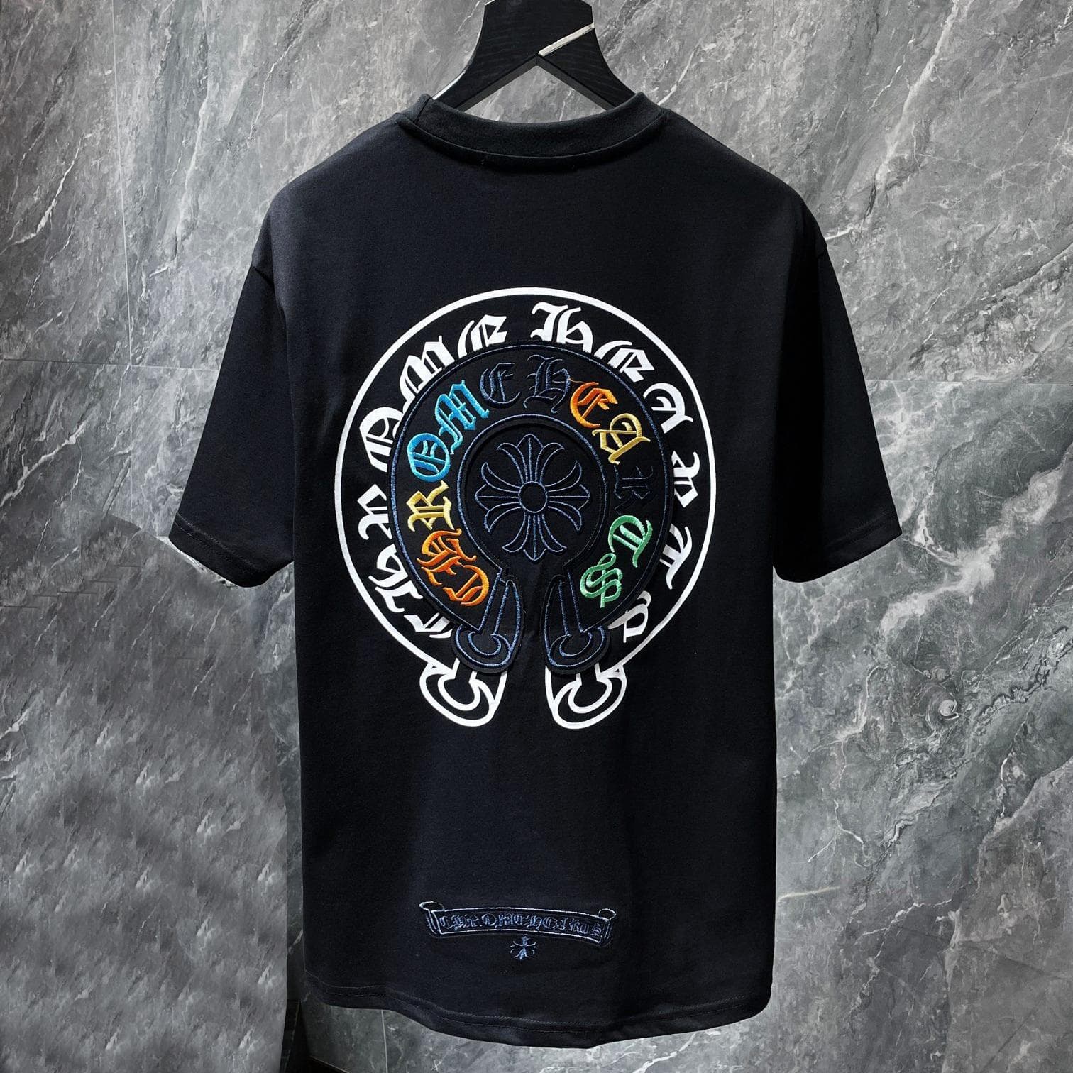 8719 CHROME HEARTS 2026 Summer New High Quality Cotton Round Neck Loose Large Size Men's and Women's T-shirt Couple T-shirt L black