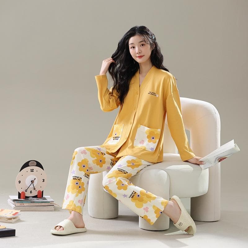 Tulip Women Pajamas Cute Kawaii Long Sleeves Long Pants Autumn Winter Casual Sleepwear Soft Pyjamas Cozy Pijamas Girl Nighty 3XL