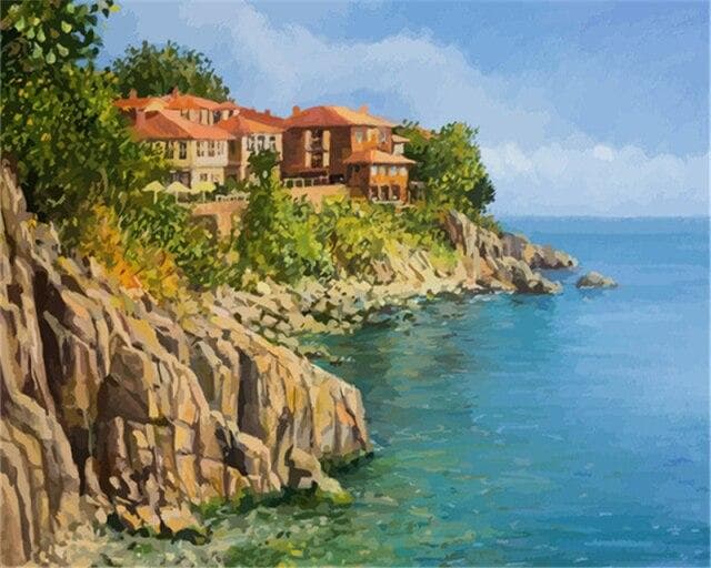 40x50cm Painting By Number Sea Landscape Drawing On Canvas HandPainted Painting Art Gift DIY Pictures By Number Kits Home Decor 40x50cm No Frame